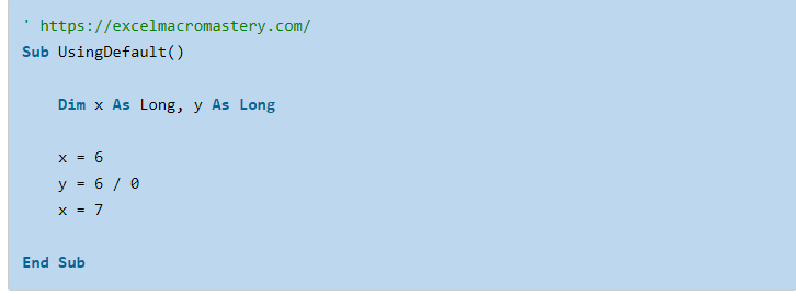 Ví dụ lỗi chia cho 0