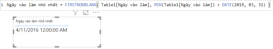 Hướng dẫn sử dụng hàm FIRSTNONBLANK trong Power BI DAX Kết quả