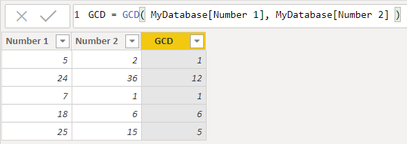Ví dụ hàm GCD trong Power BI DAX