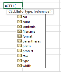 Bảng các giá trị info_type trong hàm CELL