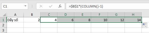 Kết quả sau khi kéo công thức