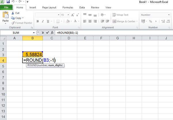 Ví dụ làm tròn số với n=-1