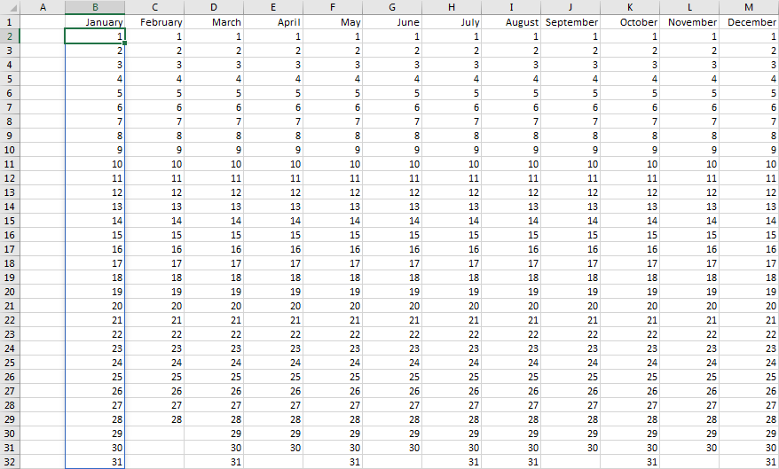 Hàm SEQUENCE trong Excel 365: Tạo dãy số tự động Ví dụ hàm SEQUENCE tạo danh sách ngày trong tháng trong Excel
