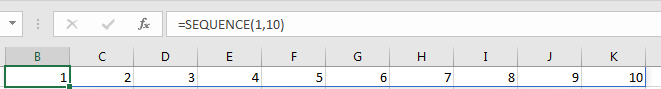 Hàm SEQUENCE trong Excel 365: Tạo dãy số tự động Ví dụ hàm SEQUENCE tạo tiêu đề bảng cửu chương trong Excel
