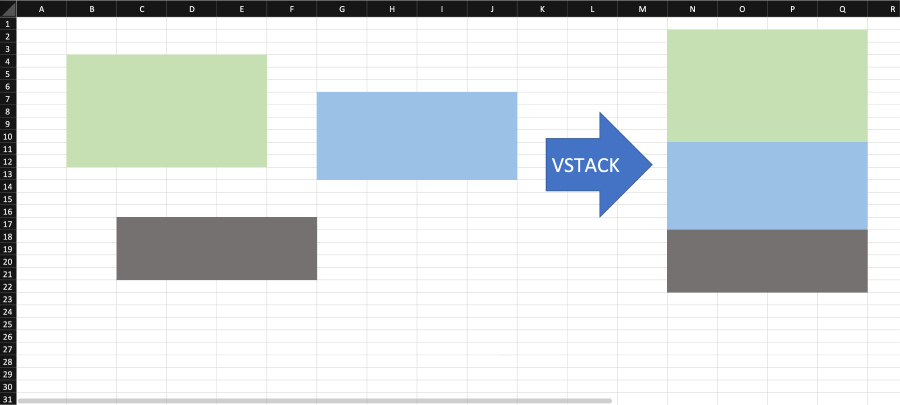 Minh họa hàm VSTACK trong Excel