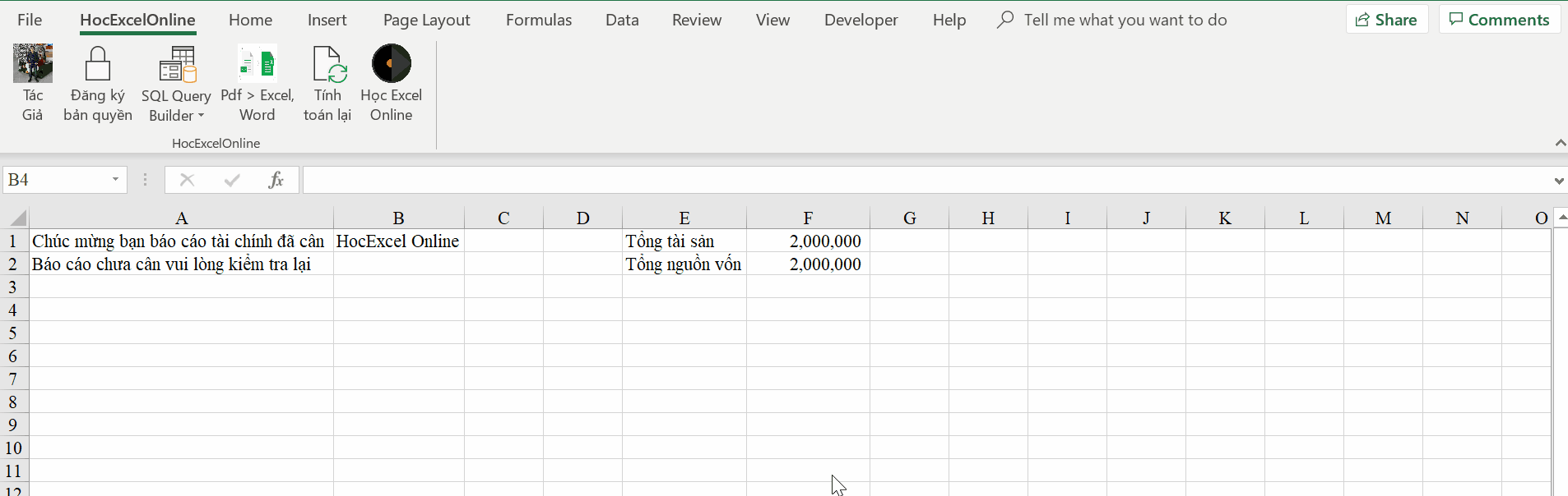 Ví dụ hàm HeoThongbao