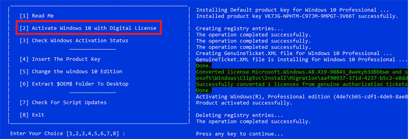 Kích hoạt bằng CMD