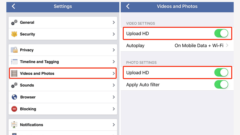 Cài đặt file phương tiện trên Facebook