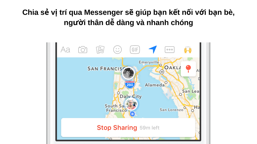 Chia sẻ vị trí trực tiếp trên Messenger