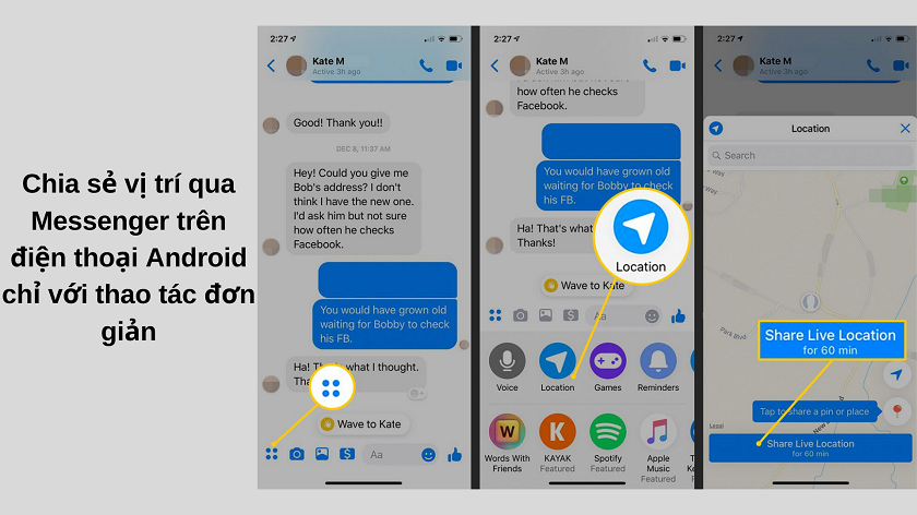 Hướng dẫn chia sẻ vị trí trên Messenger Android