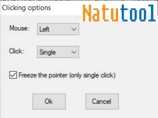 Alt text: Hướng dẫn sử dụng mục Clicking trong phần mềm Auto Click GS để tùy chỉnh kiểu click.