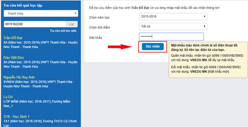 Xác nhận đăng nhập VnEdu