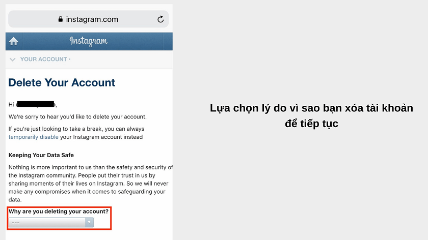 Xóa tài khoản Instagram trên điện thoại