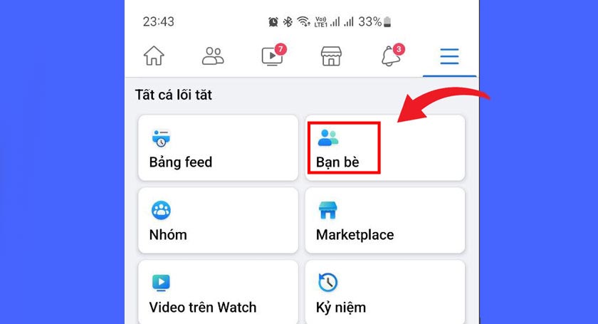 Chọn mục Bạn bè