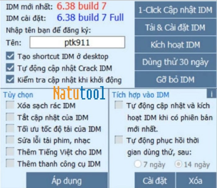 Giao diện IDM Full Toolkit