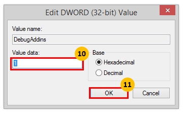 Kiểm tra lại giá trị của DebugAddins