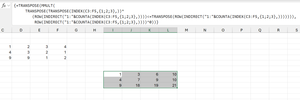 Kết quả Running Total