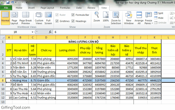 Viewing the spreadsheet in Page Break Preview mode to verify the print area layout