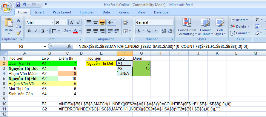Nâng Cao Kỹ Năng Excel: Kết Hợp Hàm INDEX và MATCH
