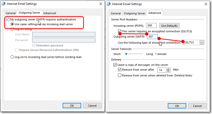 Internet Email Settings
