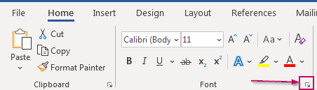 Chọn gạch ngang chữ trong tab Home của Word