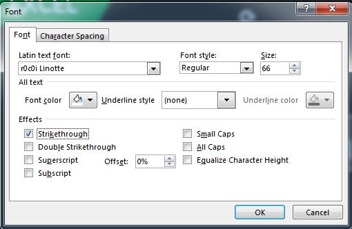 Chọn Strikethrough trong hộp thoại Font của PowerPoint