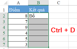 Kéo công thức bằng phím tắt