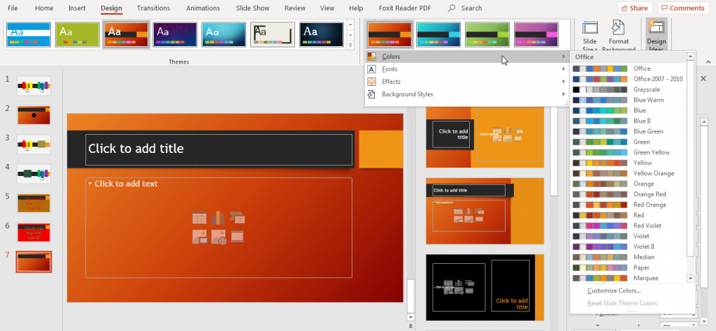 Phối Màu PowerPoint: Bí Quyết Thiết Kế Slide Chuyên Nghiệp Ví dụ themes PowerPoint