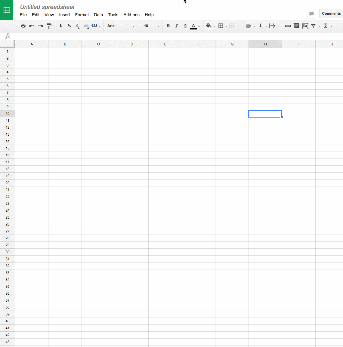 Danh sách các phím tắt hỗ trợ trong Google Sheets