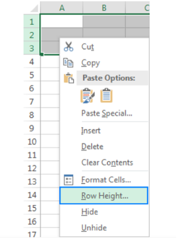 Cách thiết lập chiều cao hàng