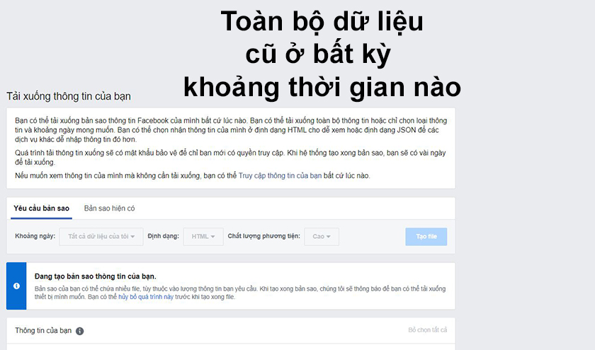 Dữ liệu khôi phục được trên Facebook