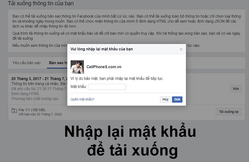 Tải xuống bản sao dữ liệu