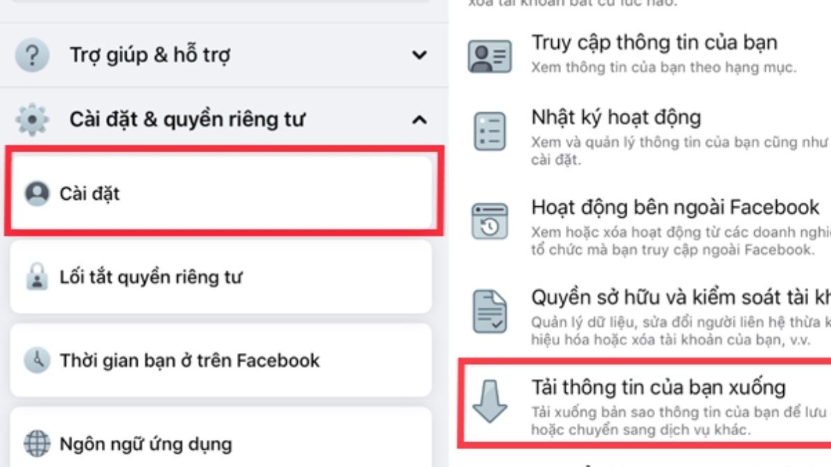 Tải dữ liệu Facebook trên Android