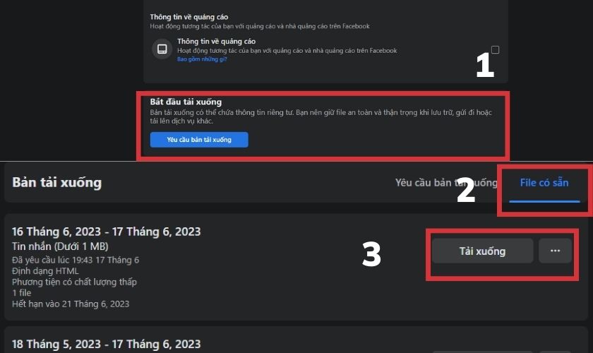 Tải xuống bản sao lưu