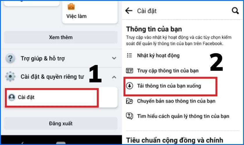Tải thông tin Facebook