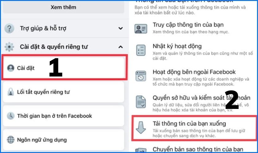 Tải thông tin Facebook trên iOS