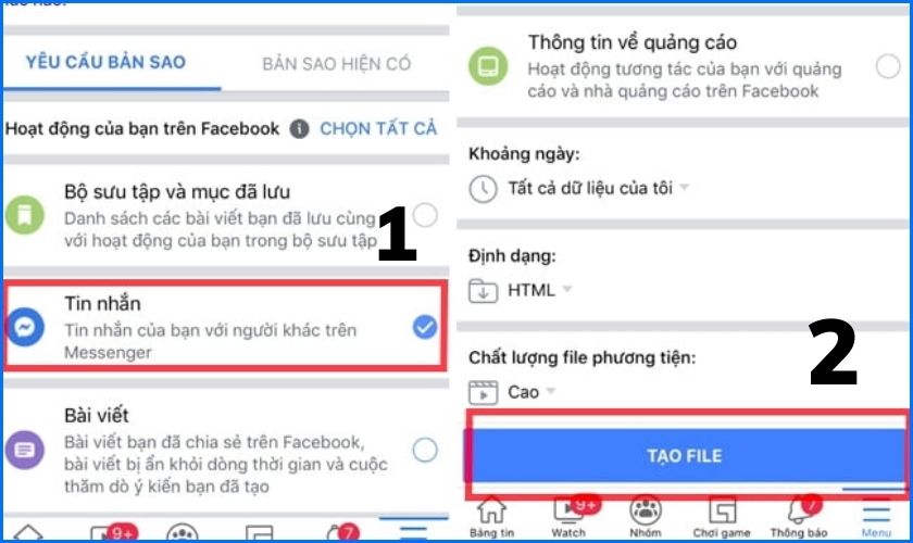 Tạo file sao lưu tin nhắn trên iOS