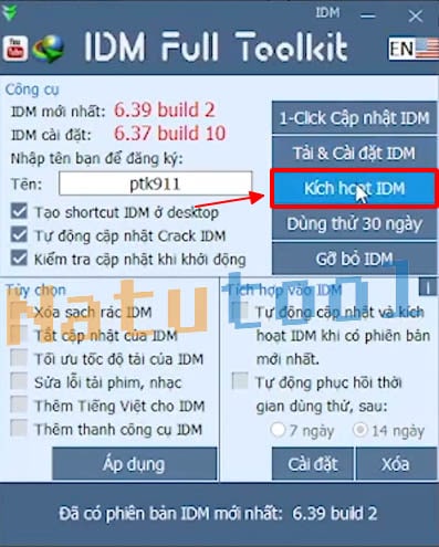 Kích hoạt IDM bằng IDM Toolkit