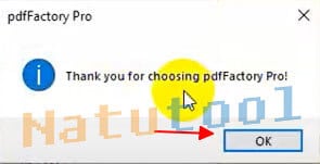 Thông báo kích hoạt pdfFactory Pro thành công