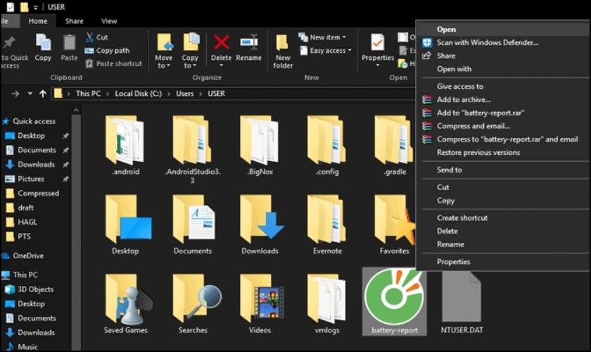 Mở file battery-report.html để xem thông tin pin