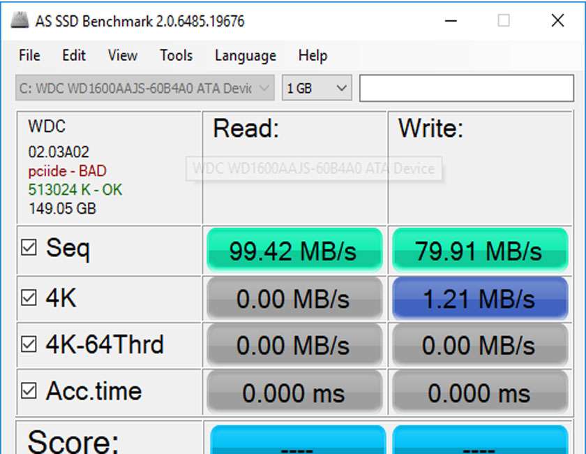 Phần mềm test SSD AS SSD Benchmark ( Windows)