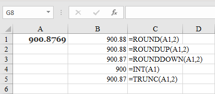 Các hàm làm tròn số trong Excel
