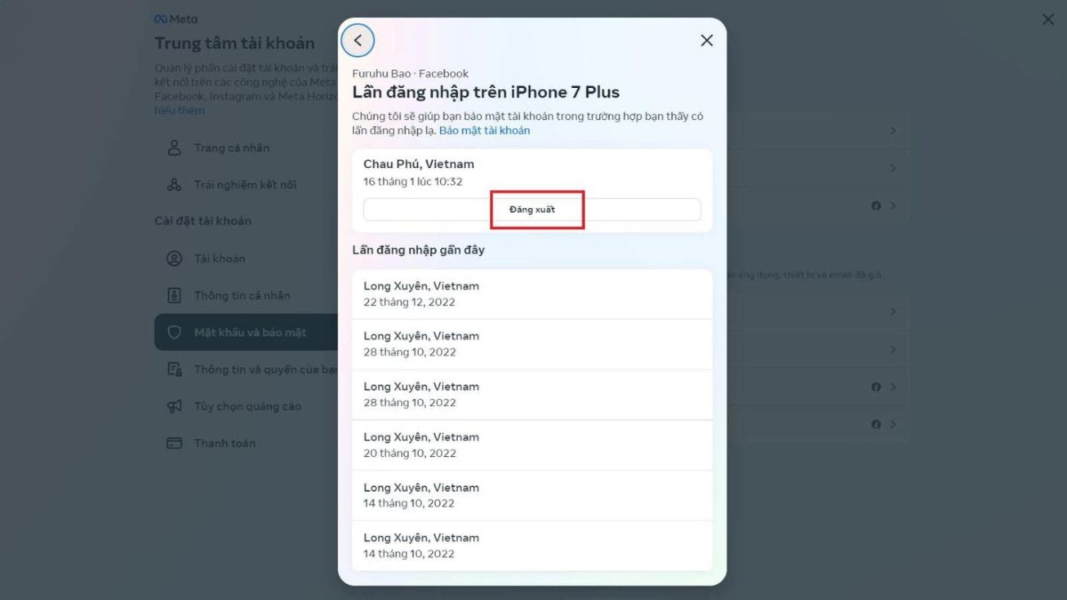 Đăng xuất khỏi các thiết bị 