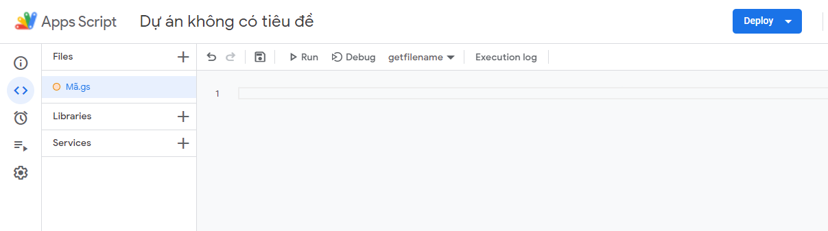 Giao diện Apps Script