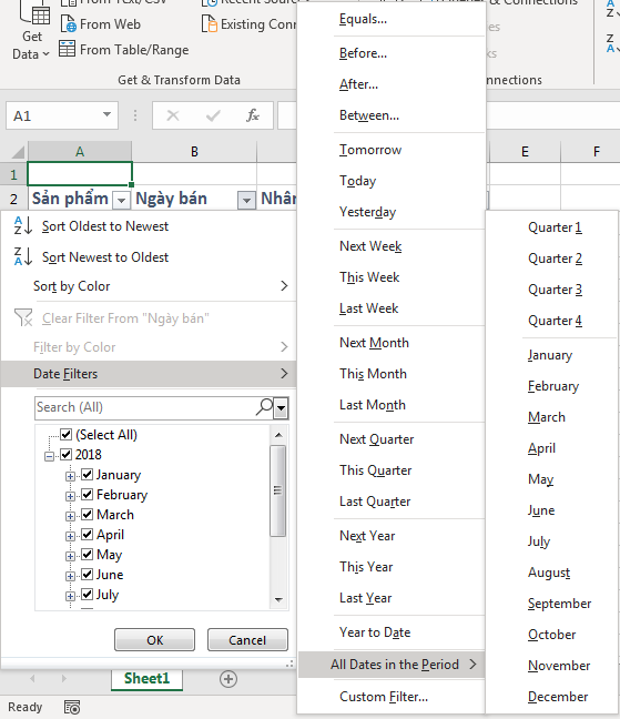 Lọc dữ liệu theo quý 1