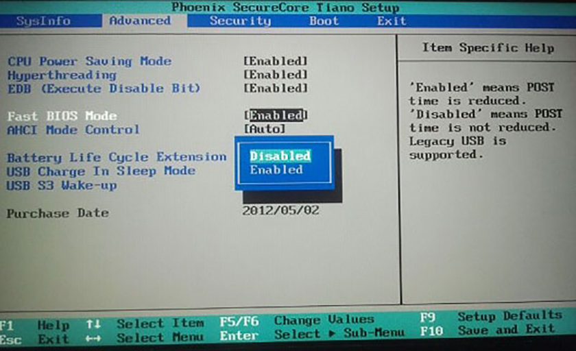 Tắt Fast Boot trong BIOS