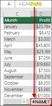 Lỗi #NAME! do viết sai name