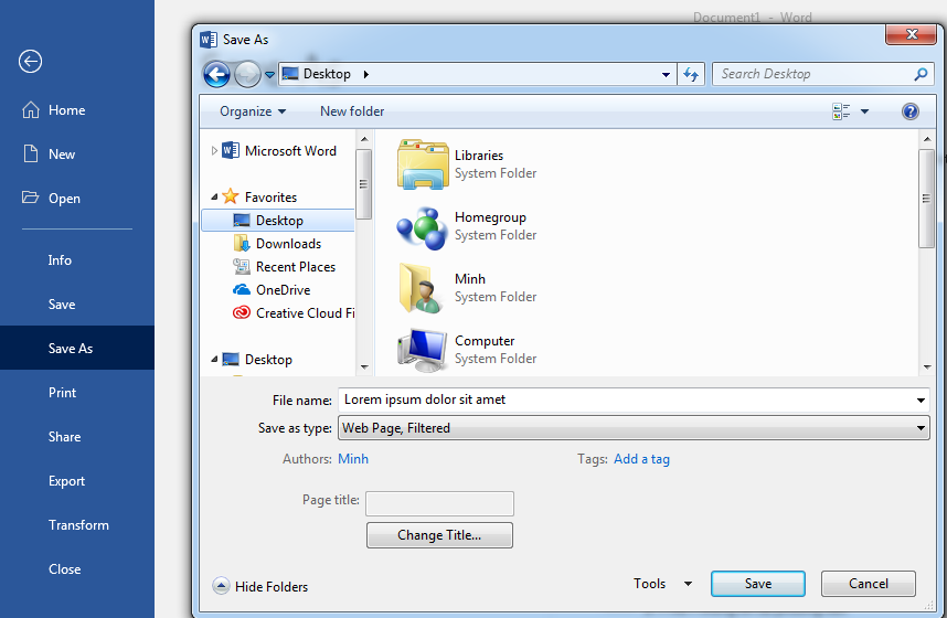 Hướng dẫn lưu file Word dưới dạng trang web