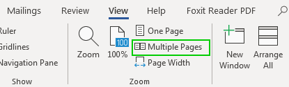 Chế độ xem Multiple Pages trong Word