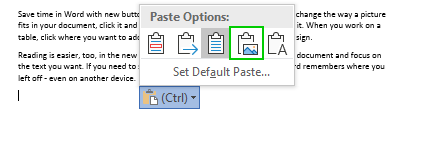 Lựa chọn Paste Options trong Word